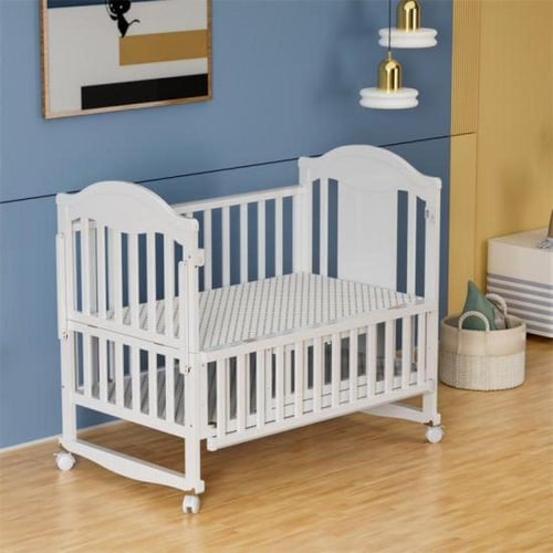 سرير اطفال خشبي قابل للتمديد مع مخزن سفلي