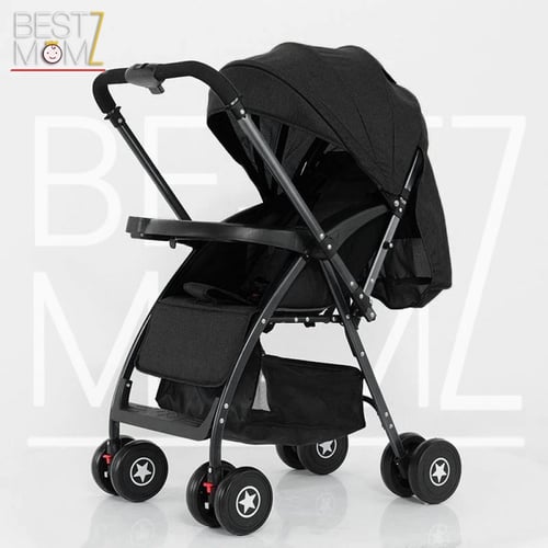 عربة أطفال اتجاهين لون اسود