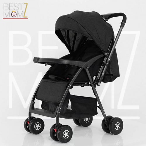 عربة أطفال اتجاهين لون اسود