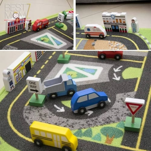 مجموعة لعب خشبية مع حصيرة