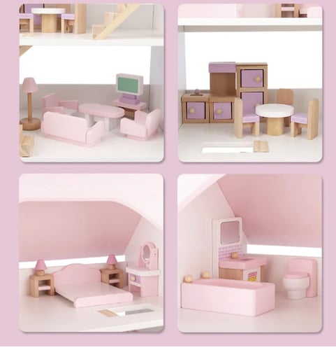 بيت الدمى خشبي للصغيرات