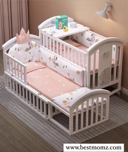 سرير اطفال خشبي قابل للتحويل