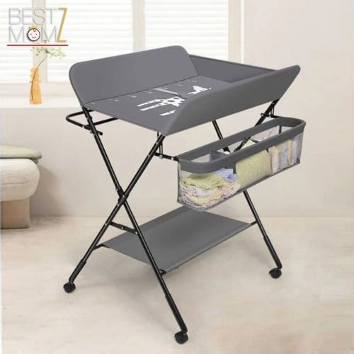 طاولة تغيير حفاضات قابلة للطي مع منظم عصري