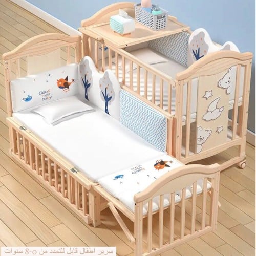 سرير خشبي قابل للتمديد بتصميم راقي