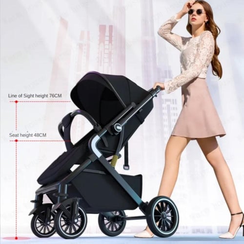 عربة اطفال ثنائية الاتجاه مع عصا للسحب