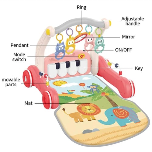 هوانجر - وحصيرة لعب موسيقية ومشاية 2 في 1 - بيانو