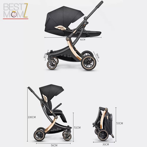 عربة اطفال ماركة ألماني ثنائية الإتجاه - بينك