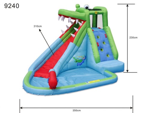 ملعب مياه نفخ زحليقة الديناصور تسلق جدار مدفع