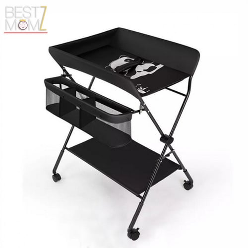 طاولة تغيير حفاضات قابلة للطي مع منظم عصري
