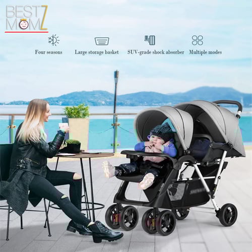 عربة اطفال مزدوجة سهلة الطي