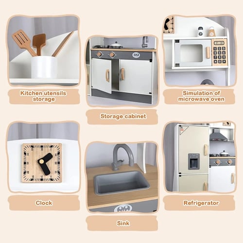 مطبخ اطفال خشبي مع اضاءة