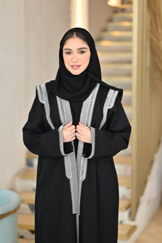 عباية بدمج الفضي المميز-0584