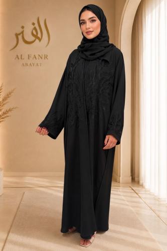 Black embroidered abaya