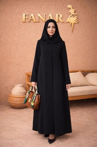 عبايه سوداء مزينه بازرار 9532