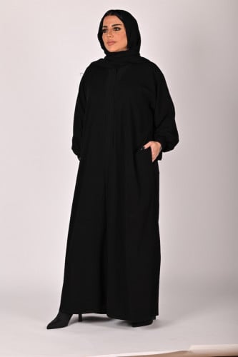عبايه مع اكمام مطاط وجيوب