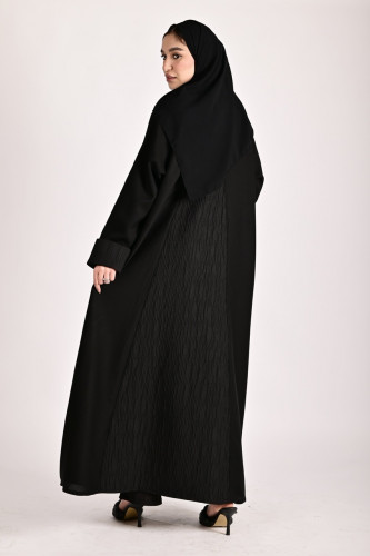 عباية سوداء بدمج قماشين-0615