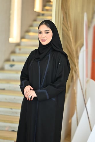 عباية جيوب مع تحديد لون كحلي -0599