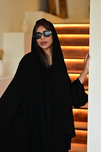 عباية سوداء كلوش دبل شيفون -0640