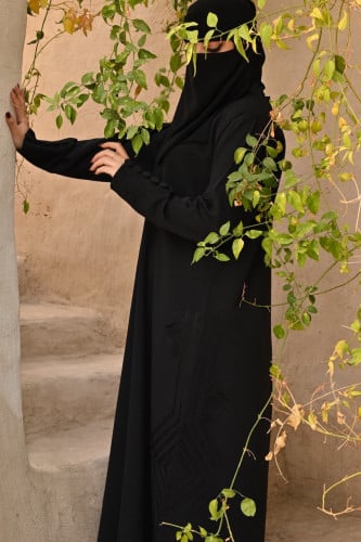 عباية مطرزة سوداء-0564