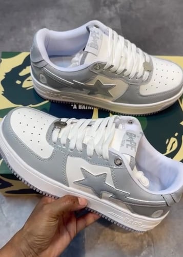 A Bathing Ape Bape Sta Patent Leather White Grey