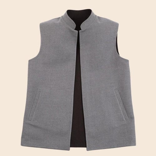 سديري جوخ دبل فيس رمادي - اسود