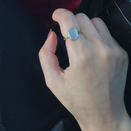 خاتم برندو حجر صغير فضه ايطالي