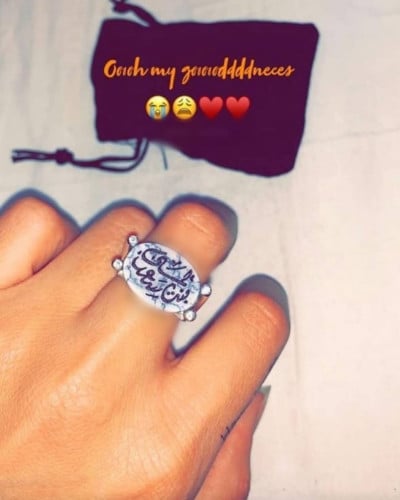 خاتم نسائي ملكي فضه احجار الماربل الأبيض