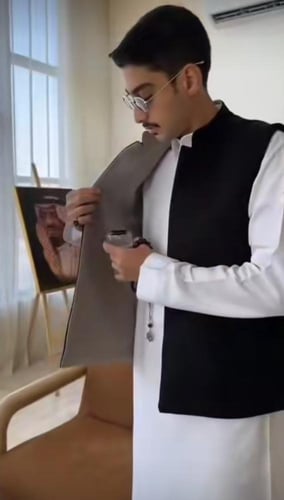سديري جوخ دبل فيس رمادي - اسود