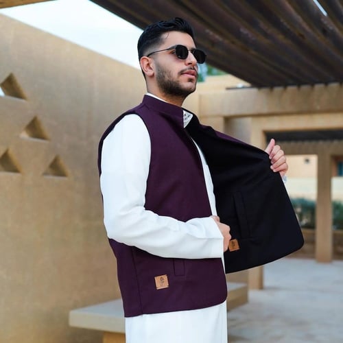 سديري جوخ دبل فيس عنابي - اسود