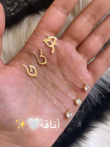 سلسال حرف مع فص زركون مطلي ذهب - متجر عهود