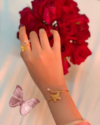 اسوارة وخاتم بالاسم تصميم فراشة - متجر عهود