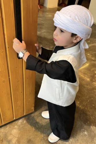 سديري دبل فيس للأطفال ابيض _ زيتي