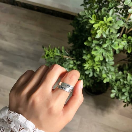 خاتم بالاسم وتاريخ فضه رجالي ونسائي - متجر عهود