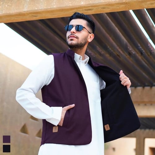 سديري جوخ دبل فيس عنابي - اسود