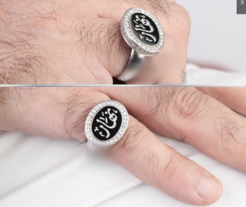 خاتم رجالي ملكي بالاسم مرصع بالزركون - متجر عهود