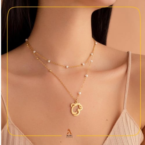 سلسال مصمم بالاسم مع حبات لؤلؤ - متجر عهود