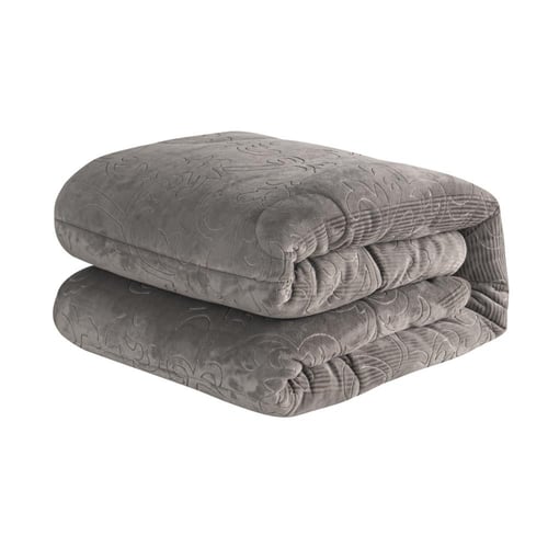 مفرش شتوي مزدوج مخمل 6 قطع - سوفت- رصاصي