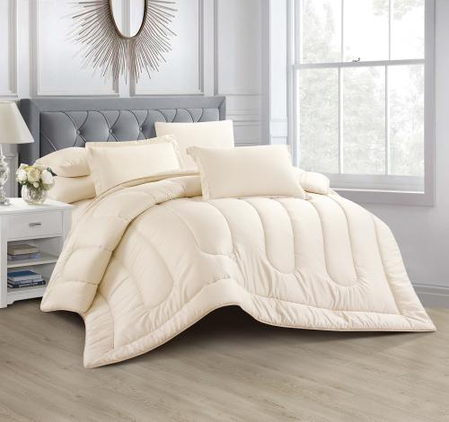 مفرش كيرلا مزدوج فندقي - سكري - (٧ قطع)