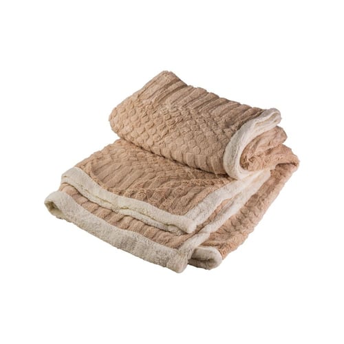 بطانية توليب مخمل فرو- مزدوج لون بيج