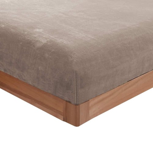 مفرش دفء شتوي مخمل مفرد ونص-4قطع لون بني