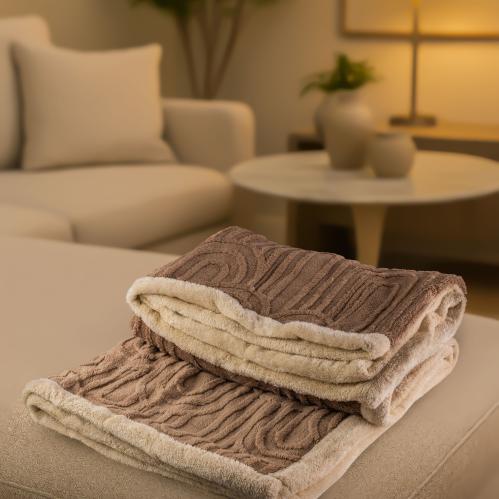 بطانية توليب – مفرد ونص مخمل فرو لون بني