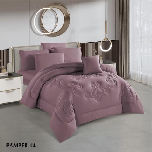 مفرش باميراصيفي مزدوج - (٨ قطع) لون موف