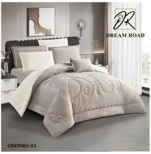 مفرش شتوي مزدوج مخمل فرو 7قطع - أونيكس