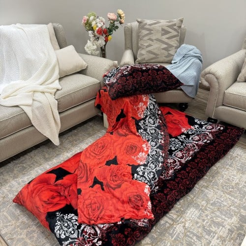 بكج الضيوف الشتوي لون عنابي مشجر