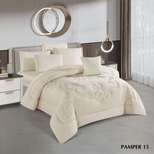 مفرش بامير صيفي مفرد ونص - (٤ قطع) لون سكري