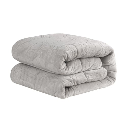 مفرش شتوي مزدوج مخمل 6 قطع - سوفت- رمادي