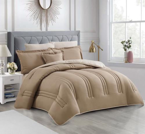 مفرش صيفي مفرد ونص ساده لون بني-4قطع