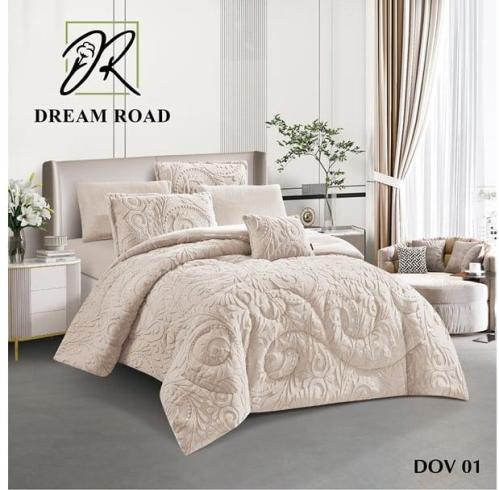 مفرش دوڤ مزدوج شتوي مخمل فرو7 قطع