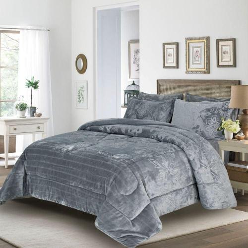 مفرش شتوي مفرد ونص 4 قطع - ريلاكس-لون رصاصي