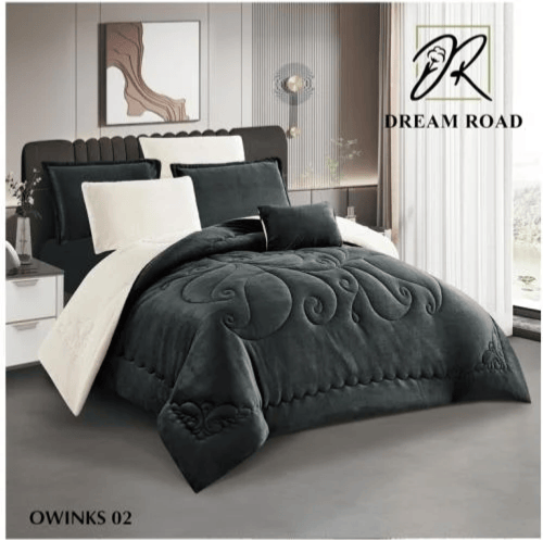 مفرش شتوي مزدوج مخمل فرو 7قطع - أونيكس